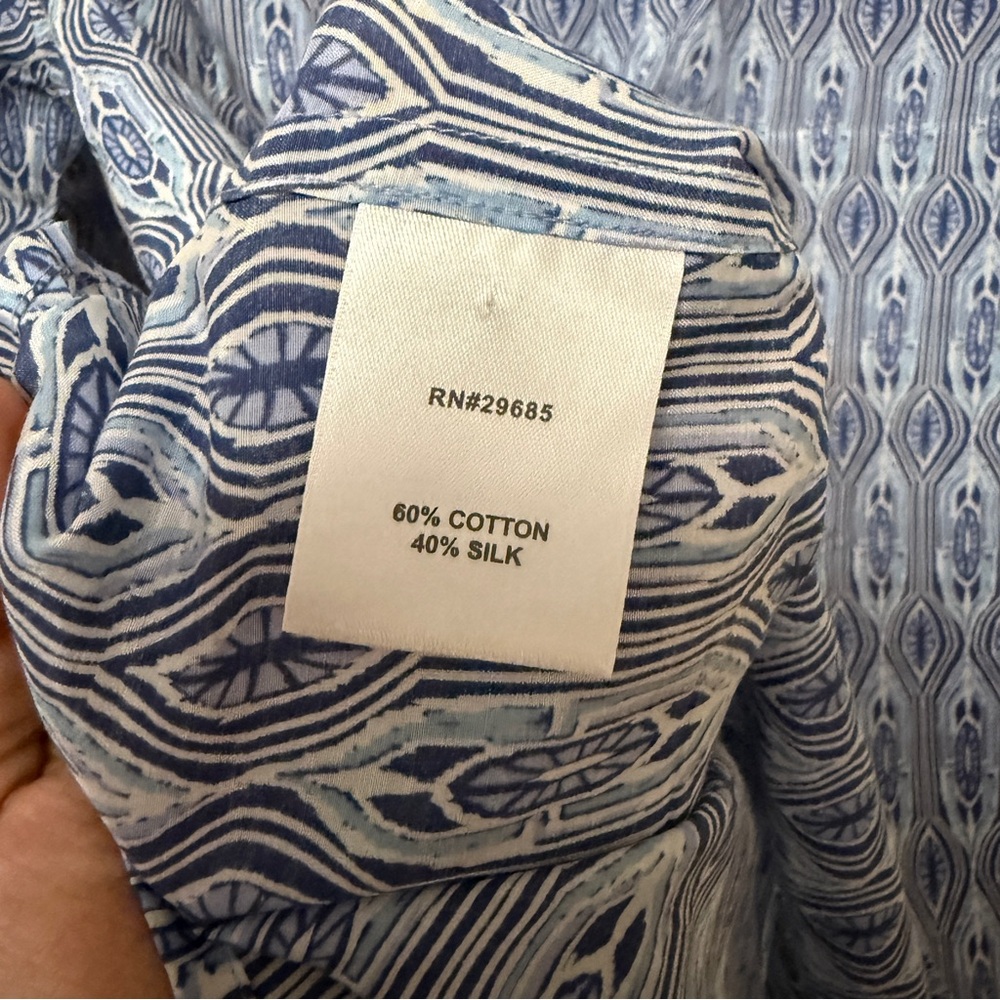 Pendleton Silk Cotton Blend Blue Patterned Button Shirt Sz M - Picture 5 of 6
